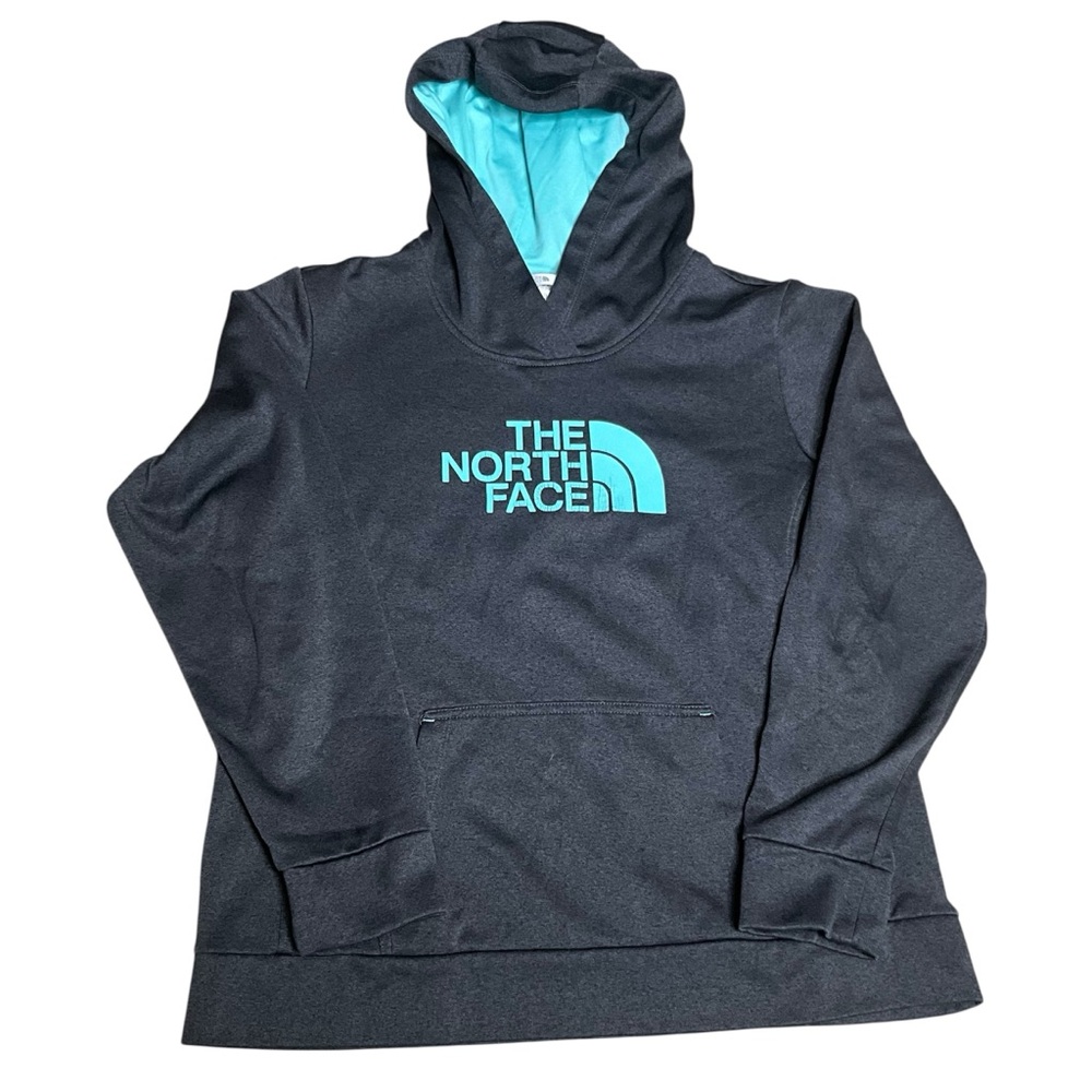 The North Face Black Hoodie with Blue Logo Womens size XL